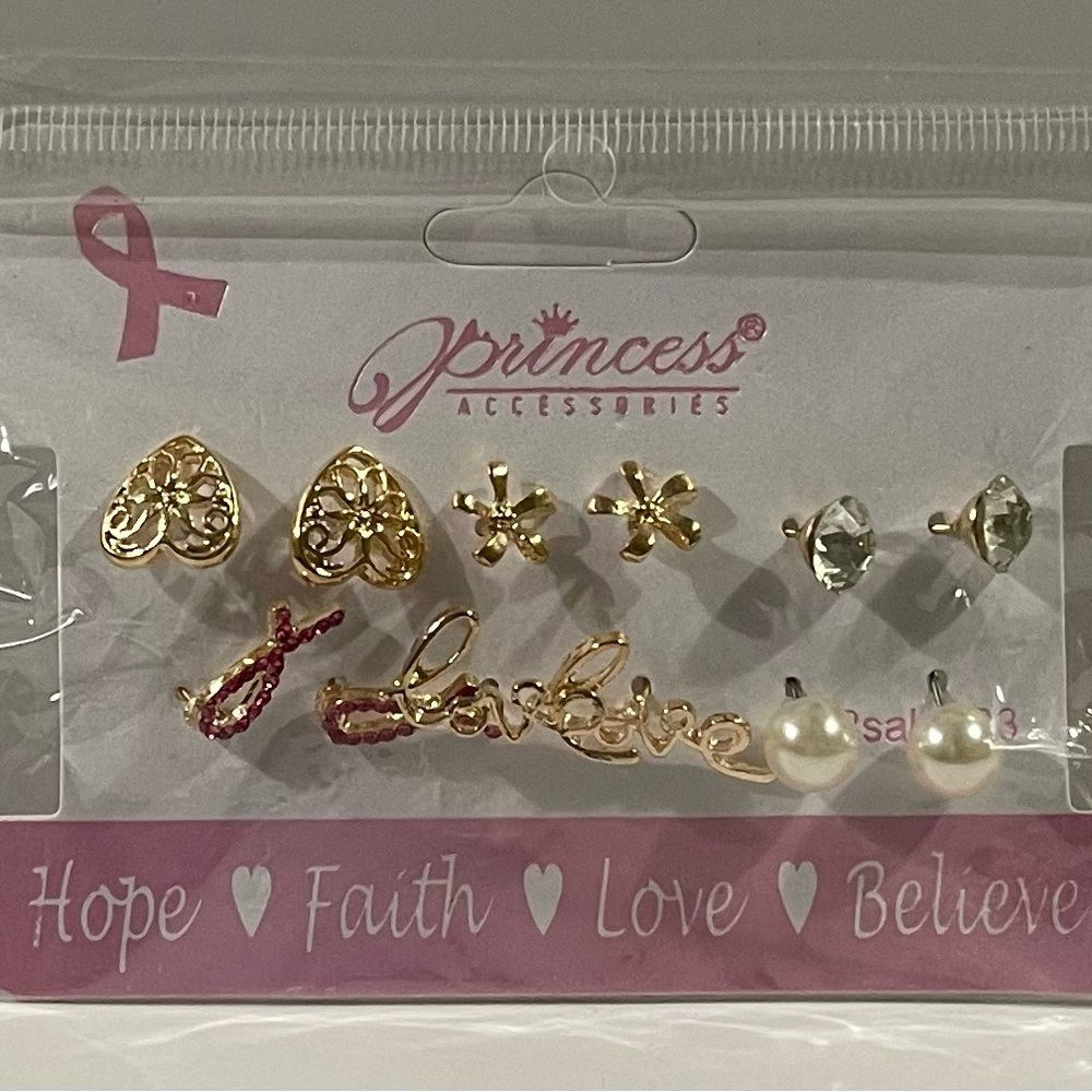 NWT Princess Accessories Gold and Pink Earring Set